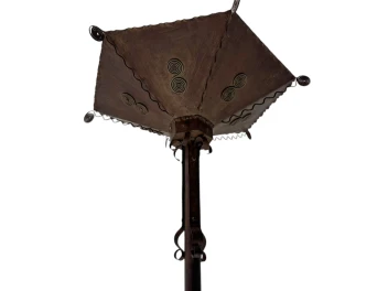 Art Deco Patinated Wrought Iron Floor Lamp, 1930s